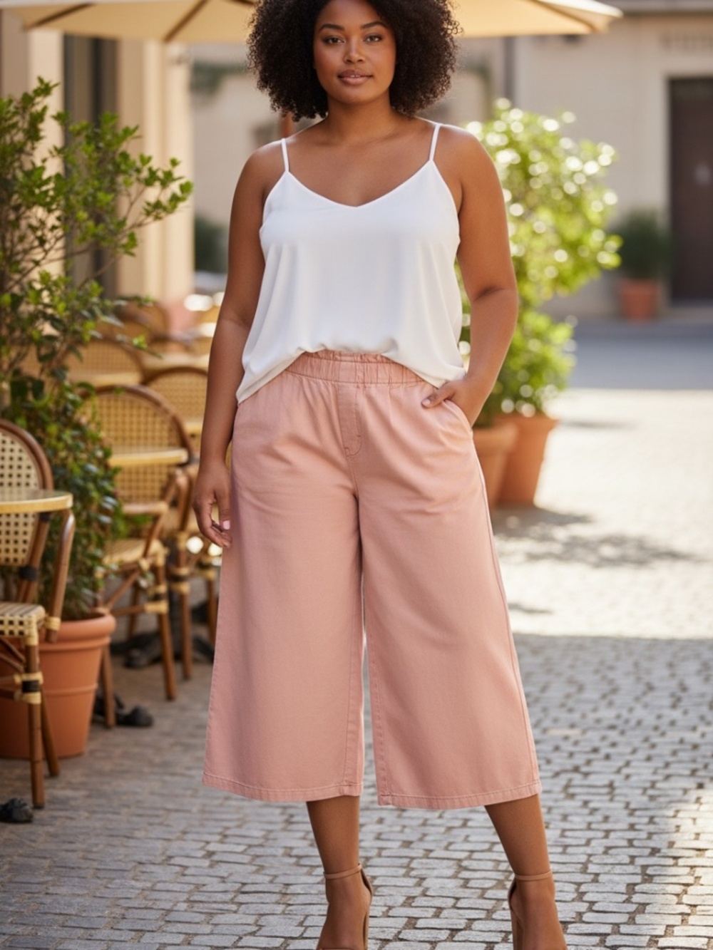 NWOT Pilcro by Anthropology Wide Leg Cropped Pants in Coral,Women's Plus Size 1X